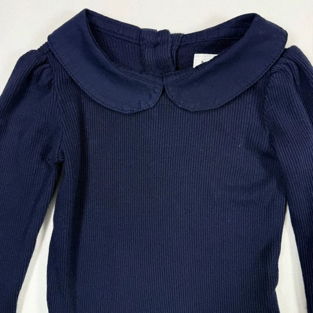 GAP Baby Girls Ribbed Long‎ Sleeve Bodysuit 6-12 Months Classic Navy
